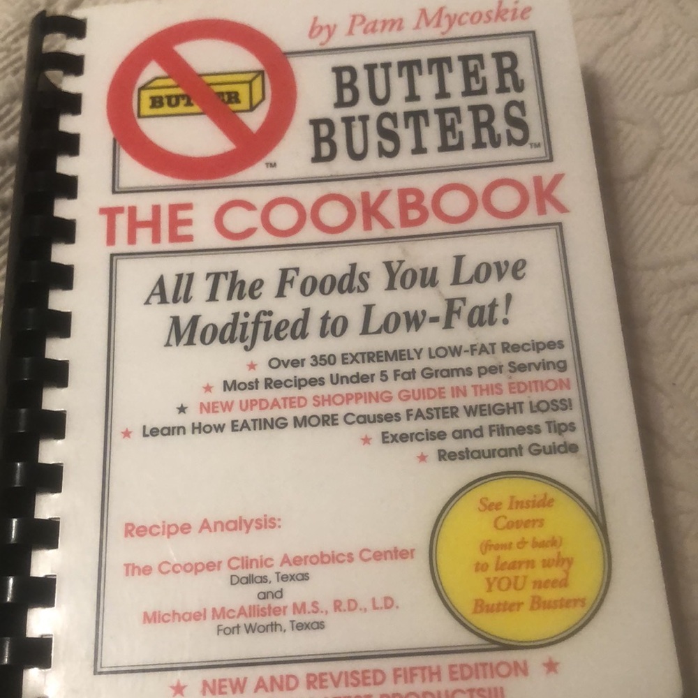 Butter Busters Low Fat VTG spiral Cookbook by Pam Mycaskie - 5th Edition